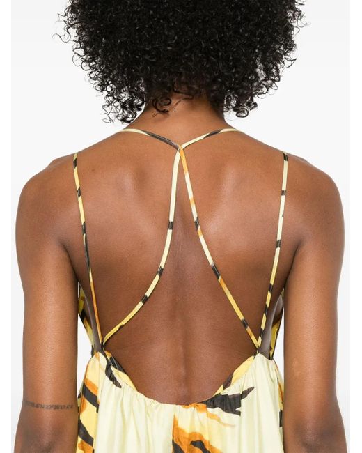 Nanushka Metallic Zebra-Print Maxi Dress