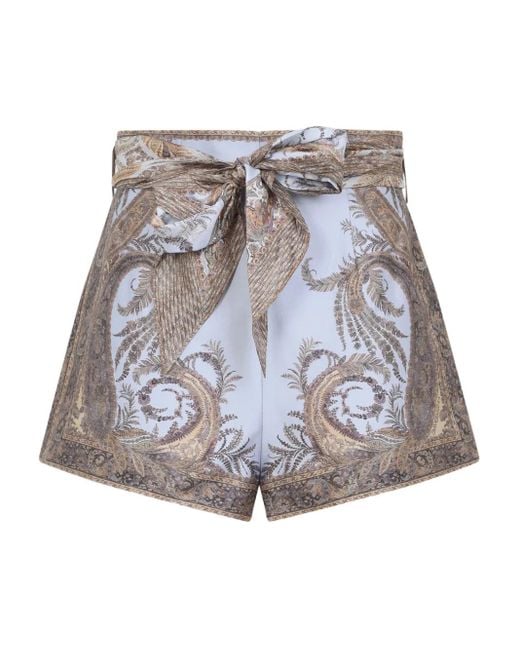 Shorts Con Cintura E Stampa Paisley di Zimmermann in Purple
