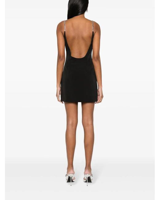 Gcds Black Cady Mini Dress With Logo Chain
