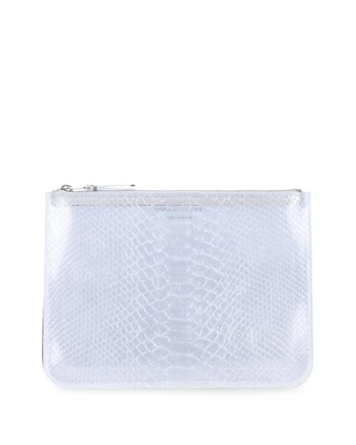 Comme des Garçons White Snake-Effect Zip-Fastening Wallet