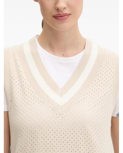 DKNY White Perforated V-Neck Vest