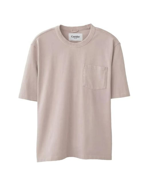Corridor NYC Pink Garment-Dyed Chest-Pocket T-Shirt for men