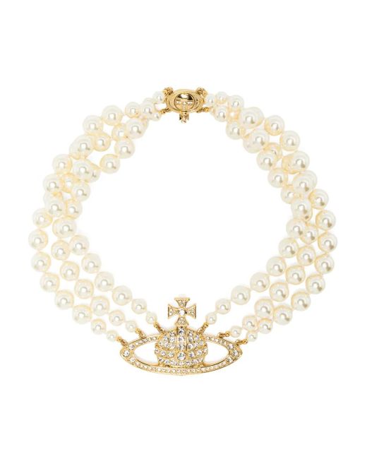 Vivienne Westwood Metallic Bas Relief Three-Row Choker Necklace