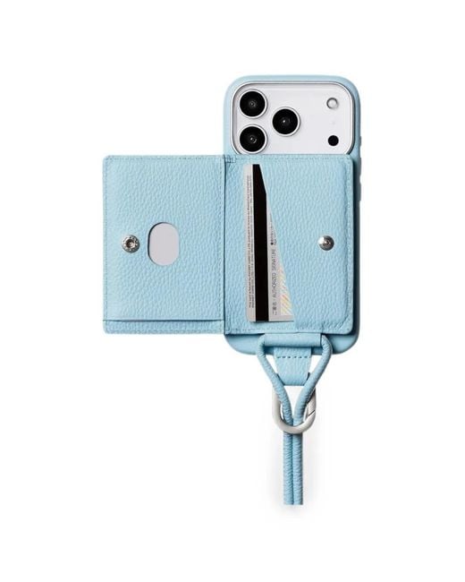 objcts.io Blue Grained Leather Strap Iphone Case
