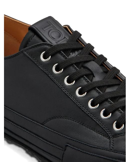 Tod's Black Leather Lace-Up Sneakers for men