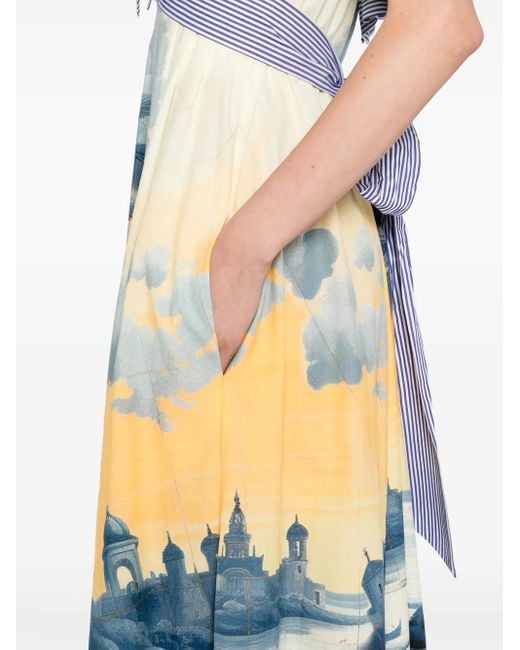 Camilla Blue Frill-Neck Dress