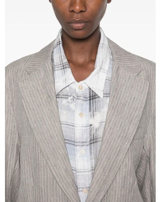 R13 Gray Pinstripe-Pattern Blazer
