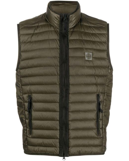 Stone Island Green Compass-patch Quilted Gilet for men