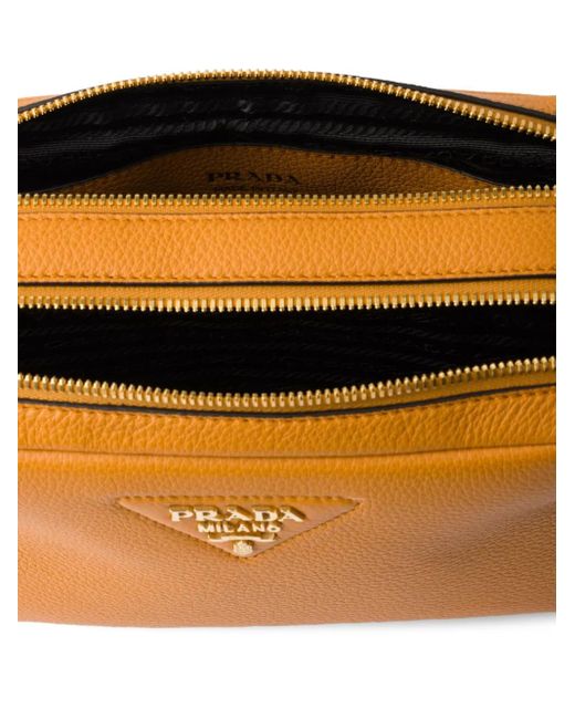 Prada Orange Petit Sac Porté Épaule En Cuir