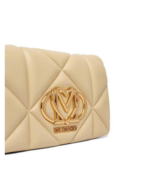 Love Moschino Natural Diamond-Quilted Crossbody Bag