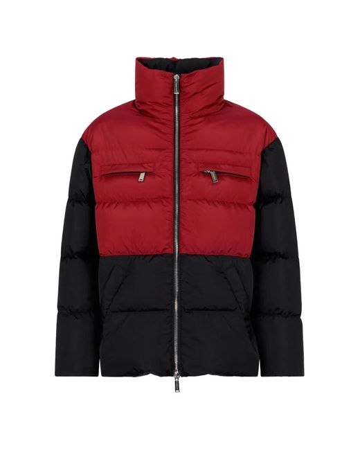 DSquared² Red Colorblock Oversized Down Jacket for men
