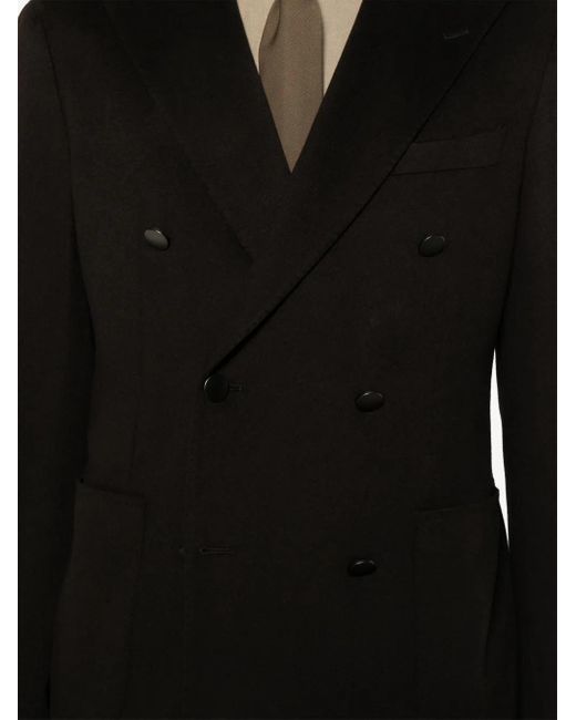 Tagliatore Black Double-Breasted Pocket Jacket for men