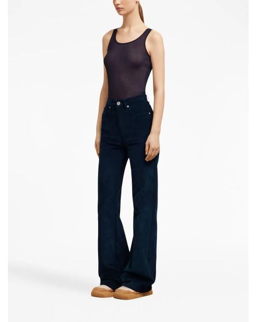 AMI Blue Flared Corduroy Trousers