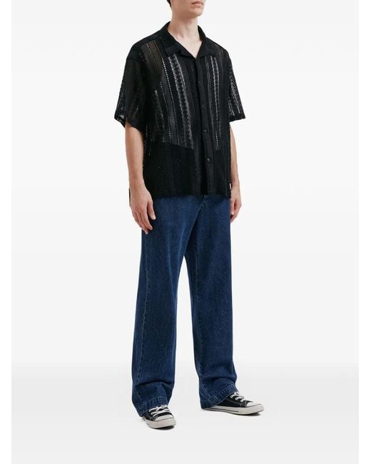 AFTERMATHS Black Buttoned Openwork Shirt for men