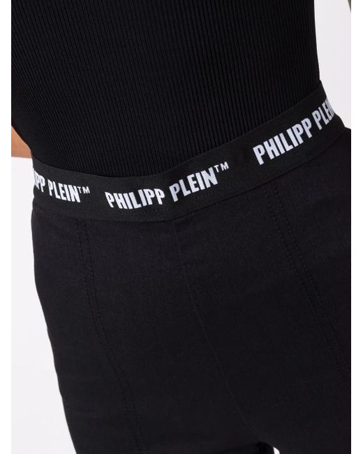 Philipp Plein Black Logo-Waistband Jeggings