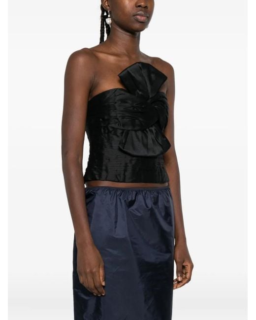 Aje. Black Stella Bow-Detail Blouse