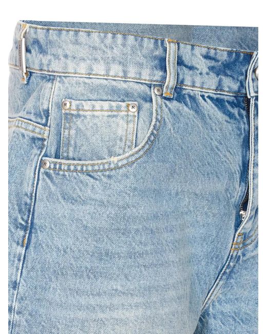 Represent Blue Denim Button-Fastening Shorts for men
