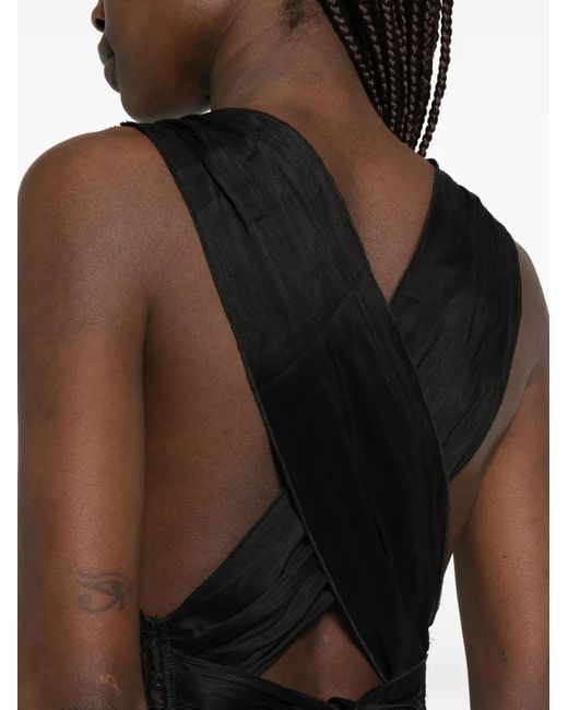 Maurizio Braschi Black Lace Tie-Back Top