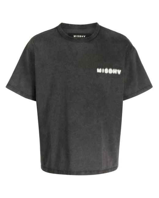 M I S B H V Black Logo-Print Cotton T-Shirt for men