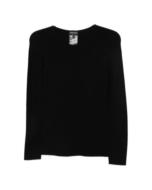 Giorgio Armani Black Fine-Knit Round-Neck Sweater