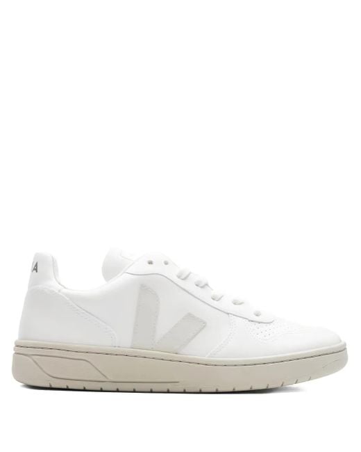 Veja White V-10 Cwl Leather Sneakers for men