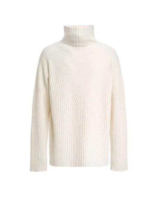 Malo White Ribbed-Knit Cashmere Sweater for men