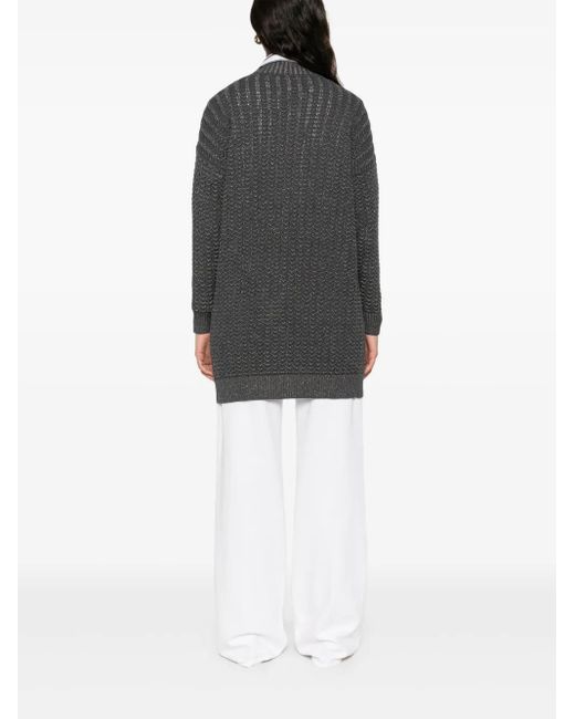 Eleventy Gray Metallic-Threading Cardigan