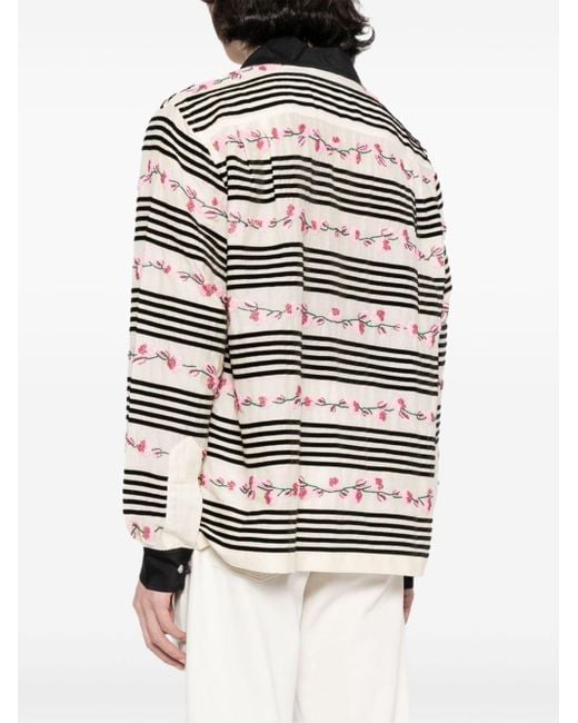 Bode White Bead-embellished Striped Shirt for men