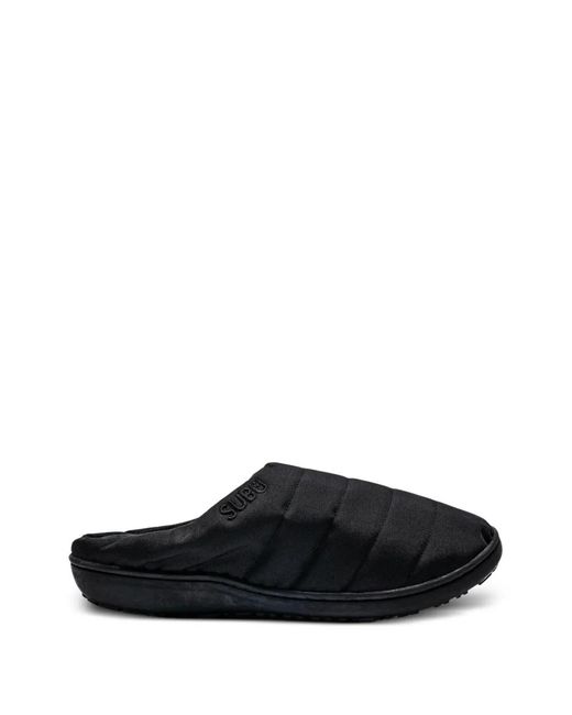 SUBU Black Nannen Logo-Embroidered Slippers