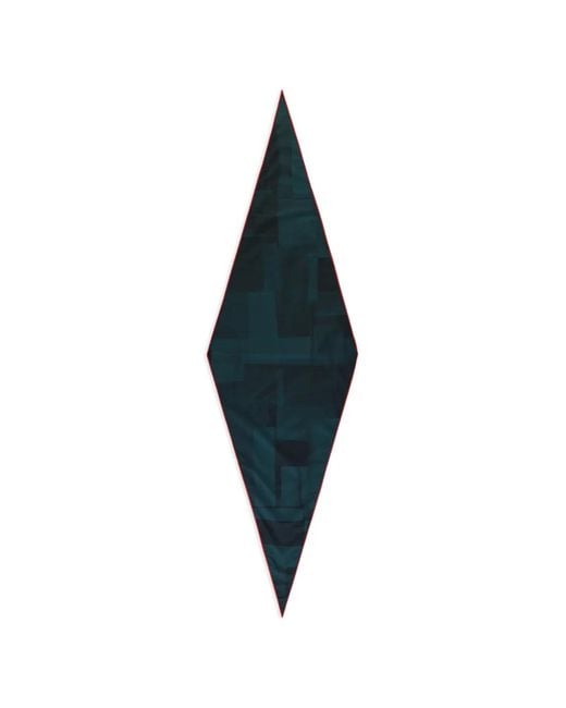 Zegna Blue Geometric-Print Silk Scarf for men