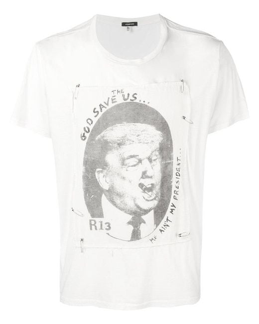 R13 White God Save Us Trump T-shirt for men