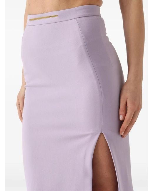Elisabetta Franchi Purple Slit-Detail Midi Skirt