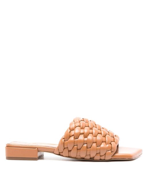 Souliers Martinez Pink Aster Interwoven Leather Sandals