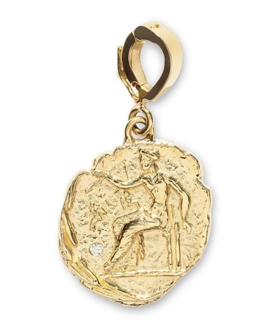 Azlee Metallic 18kt Yellow Gold Small Aphrodite Diamond Coin Pendant