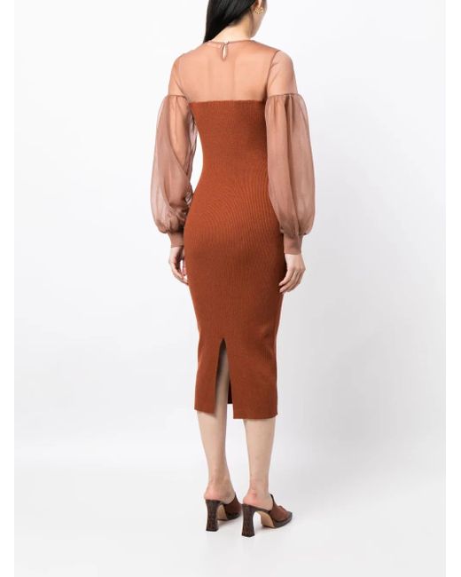 Ulla Johnson Jurk Met Doorzichtige Vlakken in het Brown