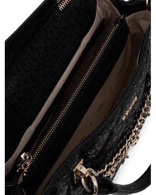 Guess Black Libby Quilted Charm-Detail Tote Bag