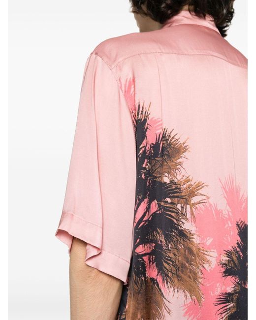 Chemise à imprimé palmier Laneus pour homme en coloris Pink