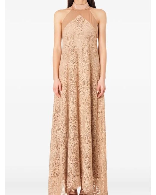 D.exterior Natural Lace-Overlay Gown