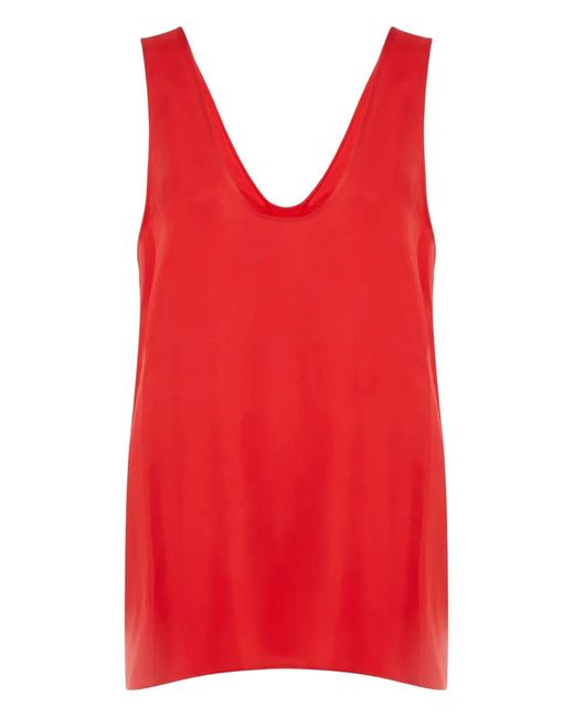 Another Tomorrow Red V-Neck Top