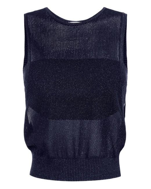 Elisabetta Franchi Blue Mesh-Knit Top