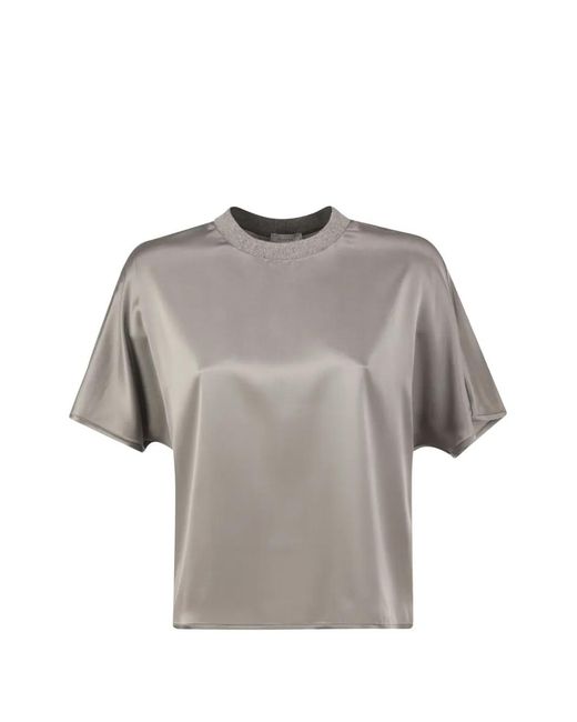 Peserico Gray Lurex-Knit T-Shirt