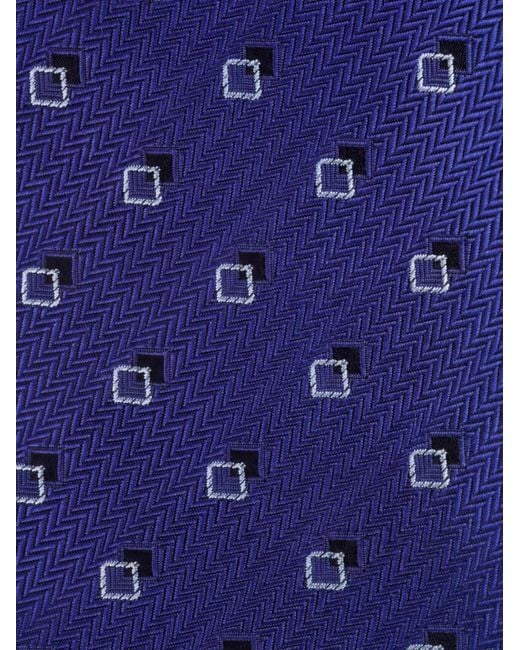 Brioni Blue Geometric-Pattern Silk Tie for men