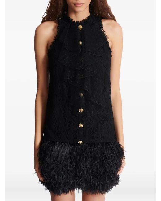 Balmain Black Kleid mit Spitzenverzierung