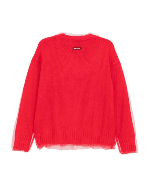 MSGM Red Tulle-Overlay Jumper