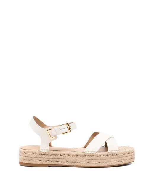 Ralph Lauren Natural Espadrilles Compensées À Brides Croisées