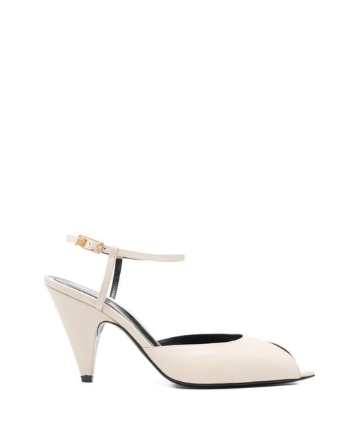 Sergio Rossi White Beak Peep-Toe Sandals