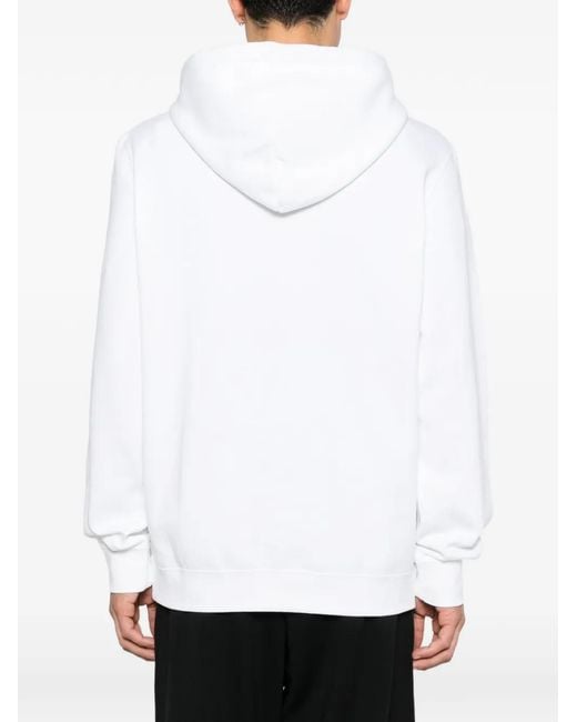 Calvin Klein White Logo-Patch Drawstring Hoodie for men