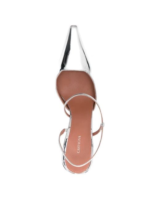 Castagna White Pointed-Toe Heeled Pumps