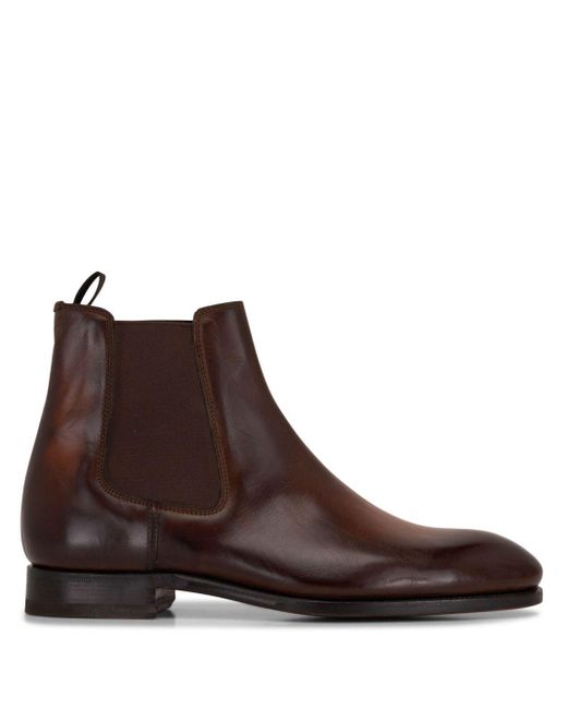 Bontoni Brown Cavaliere Almond-toe Leather Boots for men