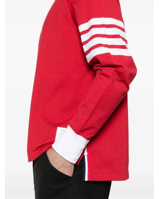 メンズ Thom Browne 4bar ストライプ ポロシャツ Red